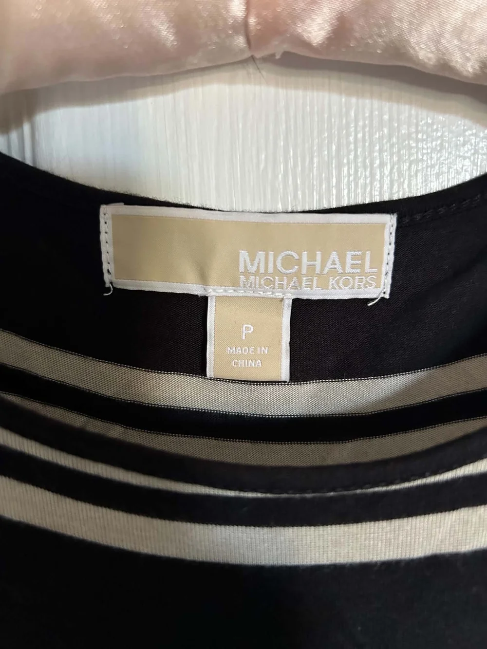 Michael Kors Black and Cream Striped Sleeveless Tank